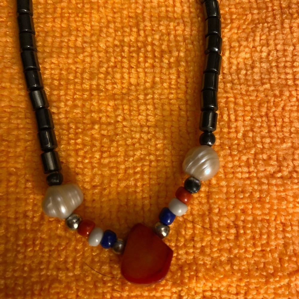 Black and Red Beaded Necklace